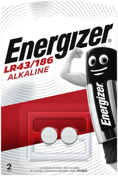 2 KNOOPCEL BATTERIJ ENERGIZER LR43 1.5V REF:2/186