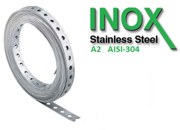 ROESTVRIJSTAAL A2 BANDIJZER GEPERF. 25MM 10M