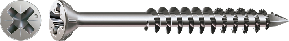 SPAX-S 3,5X40 GLASLIJSTSCHROEF A2 VERZONKEN KOP FREESRIBBEN KRUIS Z2 DEELDRAAD CUT 200ST
