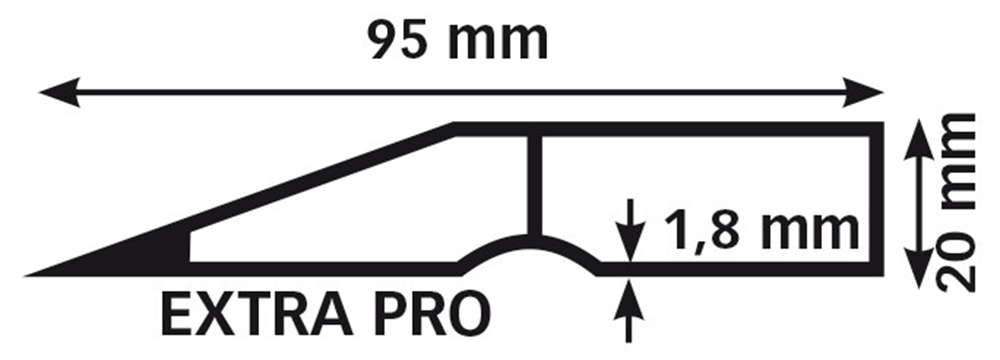 ALU RIJ TRAPEZIUM PROFIEL EXTRA PRO 1.8MM / 300CM REF:QA 418300 PREMIUM ALU