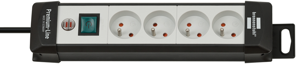 STEKKERDOOS PREM.LINE 4-VOUDIG 1.8M ZWART/L.GRIJS