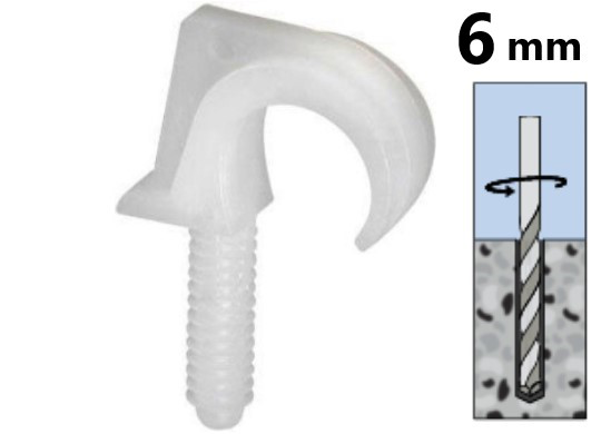PLUGCLIPS 6MM-ENKEL-WIT PVC 25-30MM 50ST WEDI