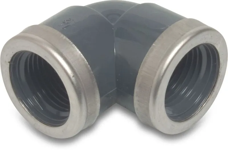PVC KNIE 90 GR+RVS RING 1 1/4'' REF:0100303 BOSTA