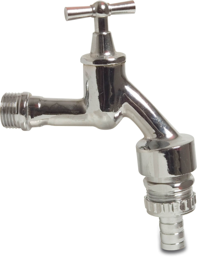 WARTELKRAAN MET BELUCHTER & TERUGSLAGKLEP GEPOLIJST CHROOM 1/2"X12MM