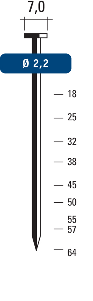 ST2.2x50 STEEL T-NAIL 2M REF:FRST225002 HEWITOOL