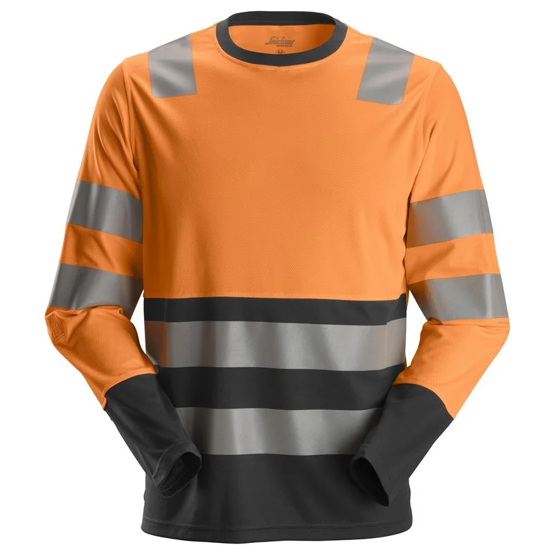 HIGH-VIS T-SHIRT MET LANGE MOUWEN KLASSE 2 REF:2433 SNICKERS WORKWEAR