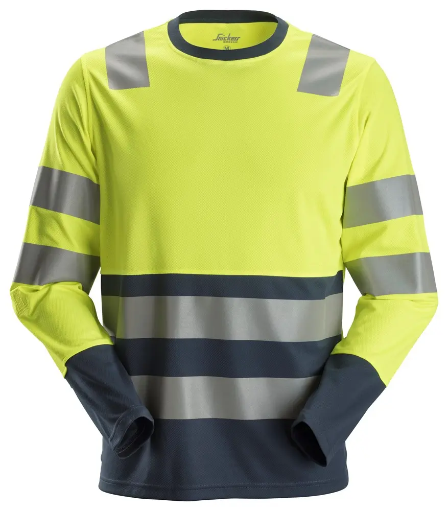 HIGH-VIS T-SHIRT MET LANGE MOUWEN KLASSE 2 REF:2433 SNICKERS WORKWEAR