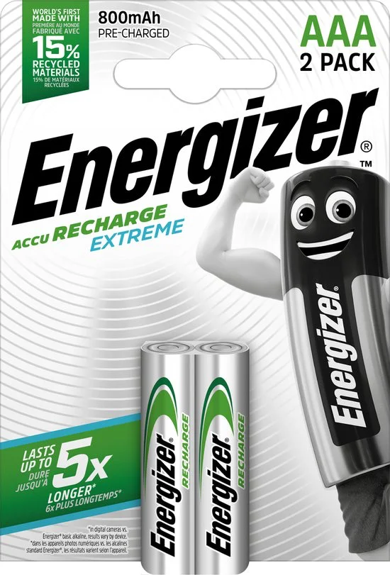 2 ACCUS AAA EXTREME 800 MAH REF:2HR03EX800 ENERGIZER