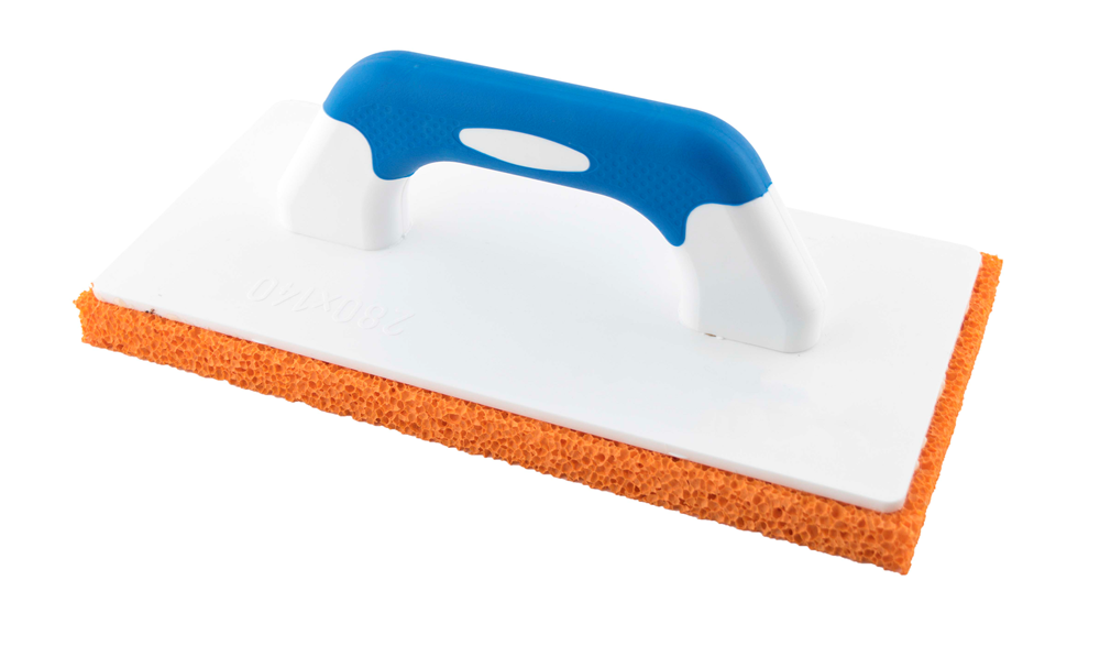 KUNSTSTOFSPAAN SOFT-GRIP 280X140X17MM MET ORANJE SPONSRUBBER