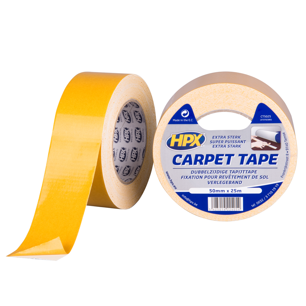 HPX DUBBELZIJDIGE TAPIJTTAPE - WIT 50MM X 25M REF:HPXCT5025 HPX