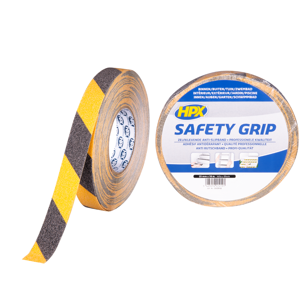 SY2518 Anti-slip tape - zwart/geel 25mm x 18m