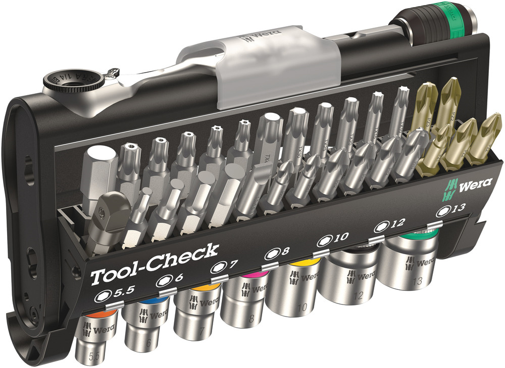 TOOL CHECK 29 BITSEN + 7 DOPPEN REF:73220 WERA