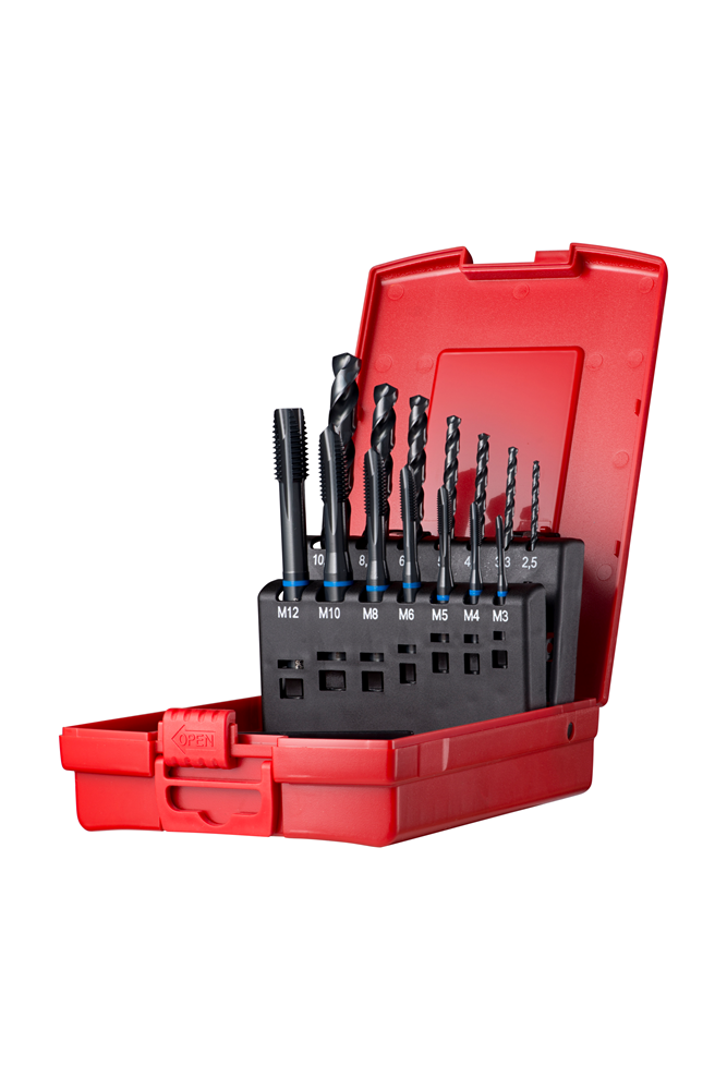 SET TAPPEN EN VOORBOORDIAMETER M3-M12 DOORLP GAT RVS REF:L114306 DORMER