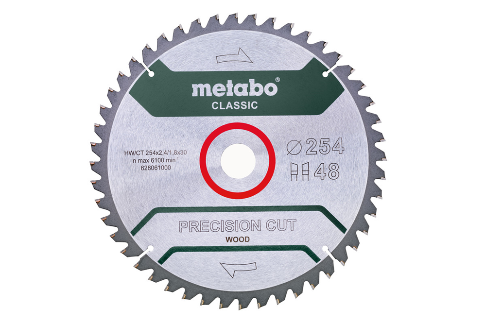 ZAAGBLAD "PRECISION CUT WOOD - CLASSIC", 254X30, Z48 WZ 5°NEG. REF:628061000 METABO