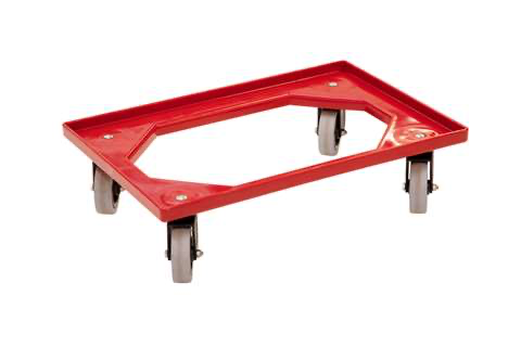 TRANSPORTONDERSTEL ROOD + 4 RUBBER ZWENKWIELEN  REF:DOF-1001-070