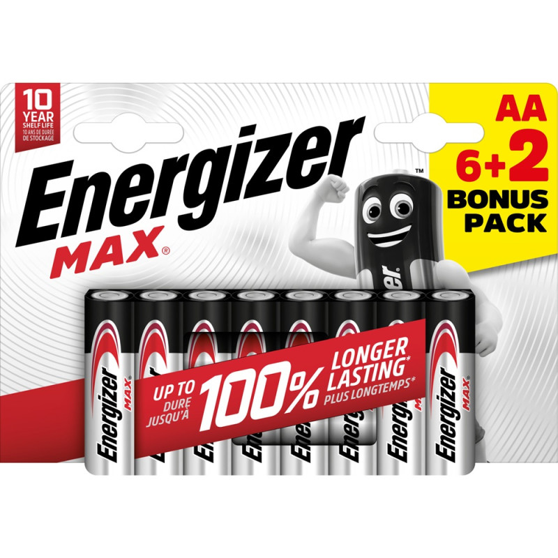 BATTERIJ MAX AA LR6 BL6+2 REF:MAXAABL8P ENERGIZER