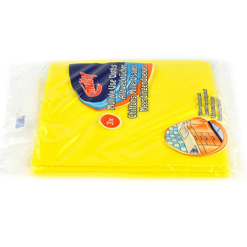 VAATDOEK VISCOSE EXTRA GEEL 38X38CM - 3ST REF:6013