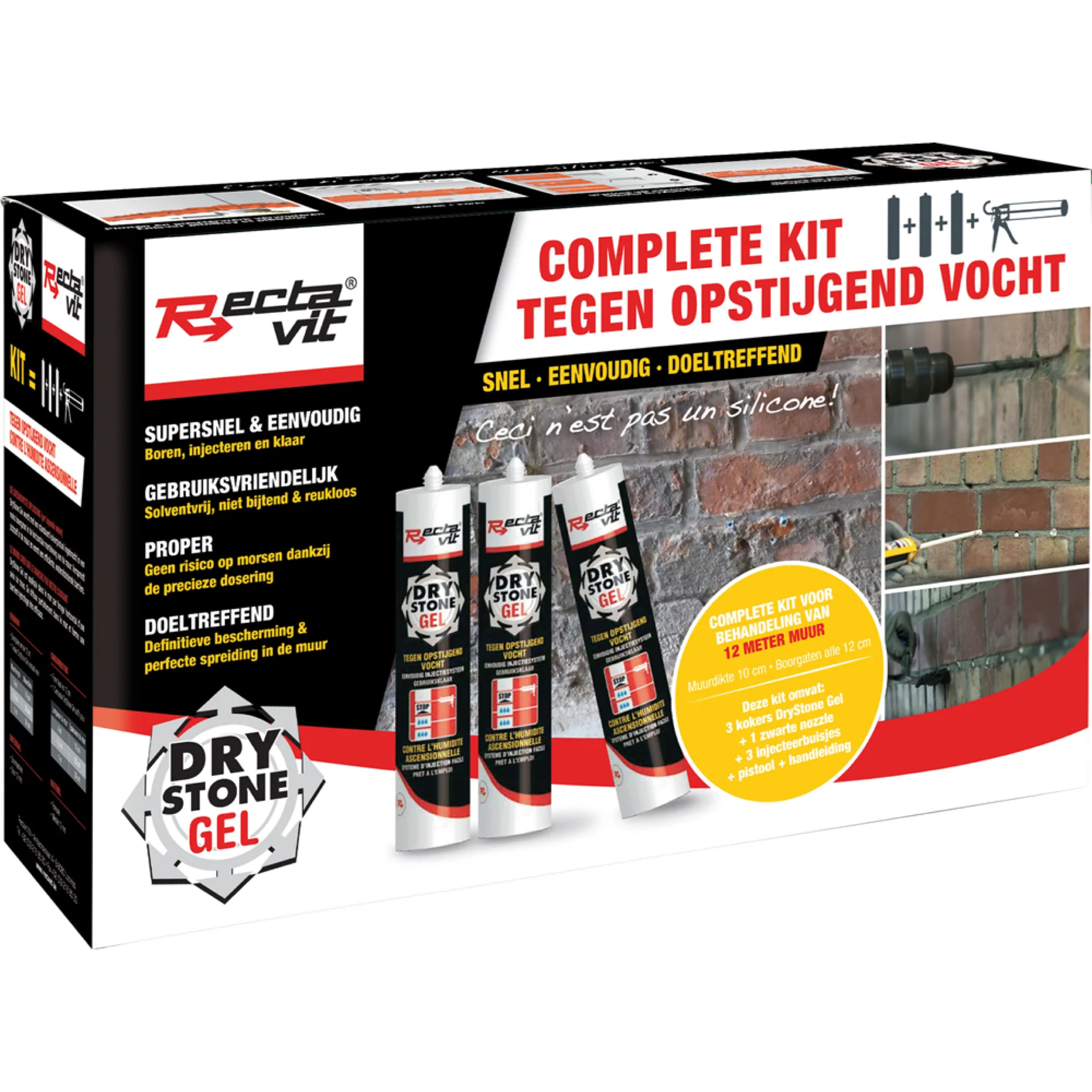 DRYSTONE SET 3 X 310 ML + PISTOOL REF:125219 RECTA