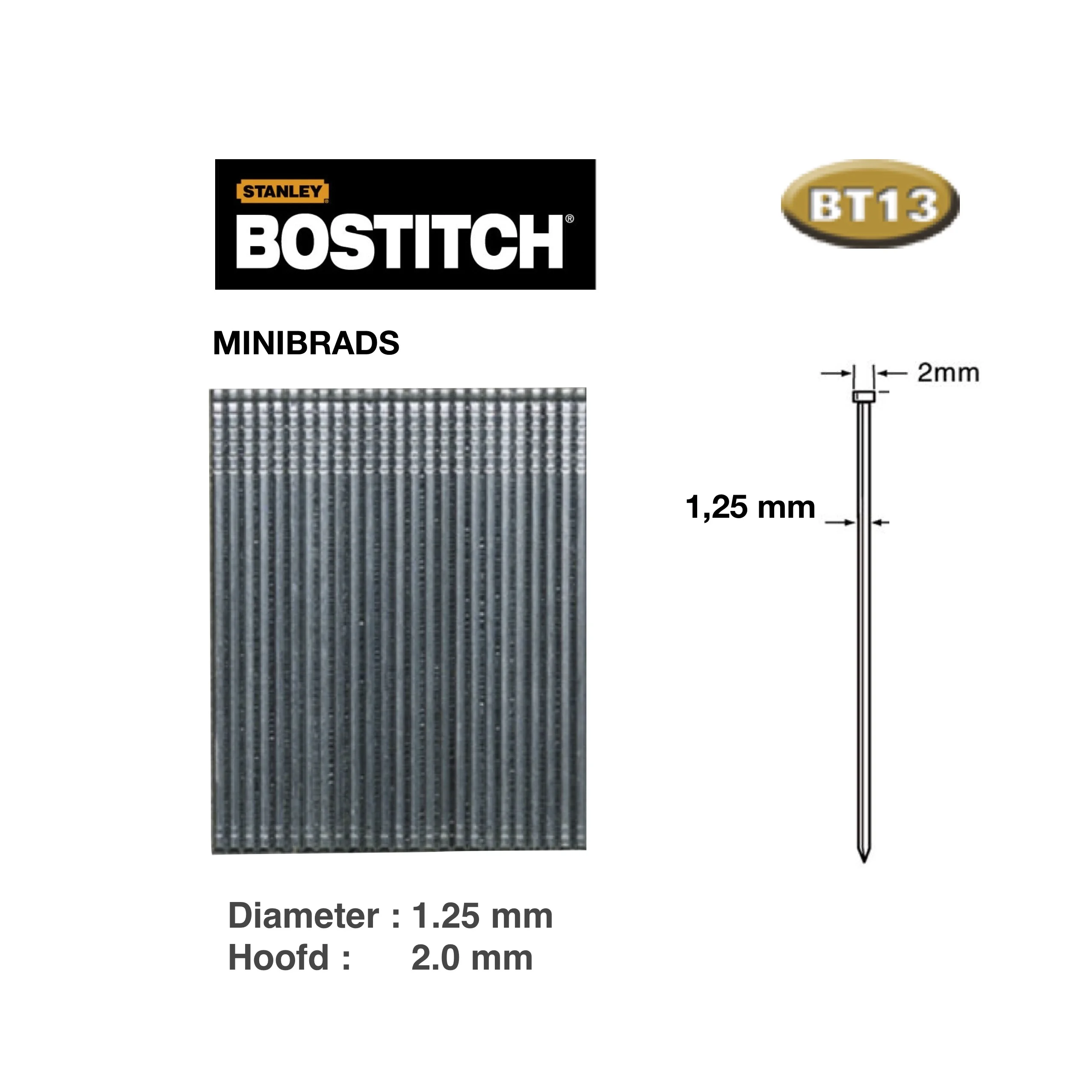 18 MINI BRAD 40MM ROESTVRIJ STAAL 5M 5000ST BOSTITCH