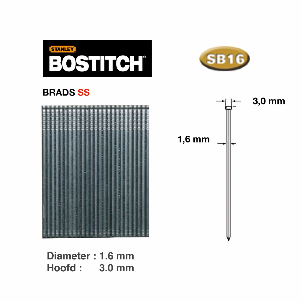 16GA BRAD 30MM STAINLESS STEEL 2.5M 2500ST BOSTITCH