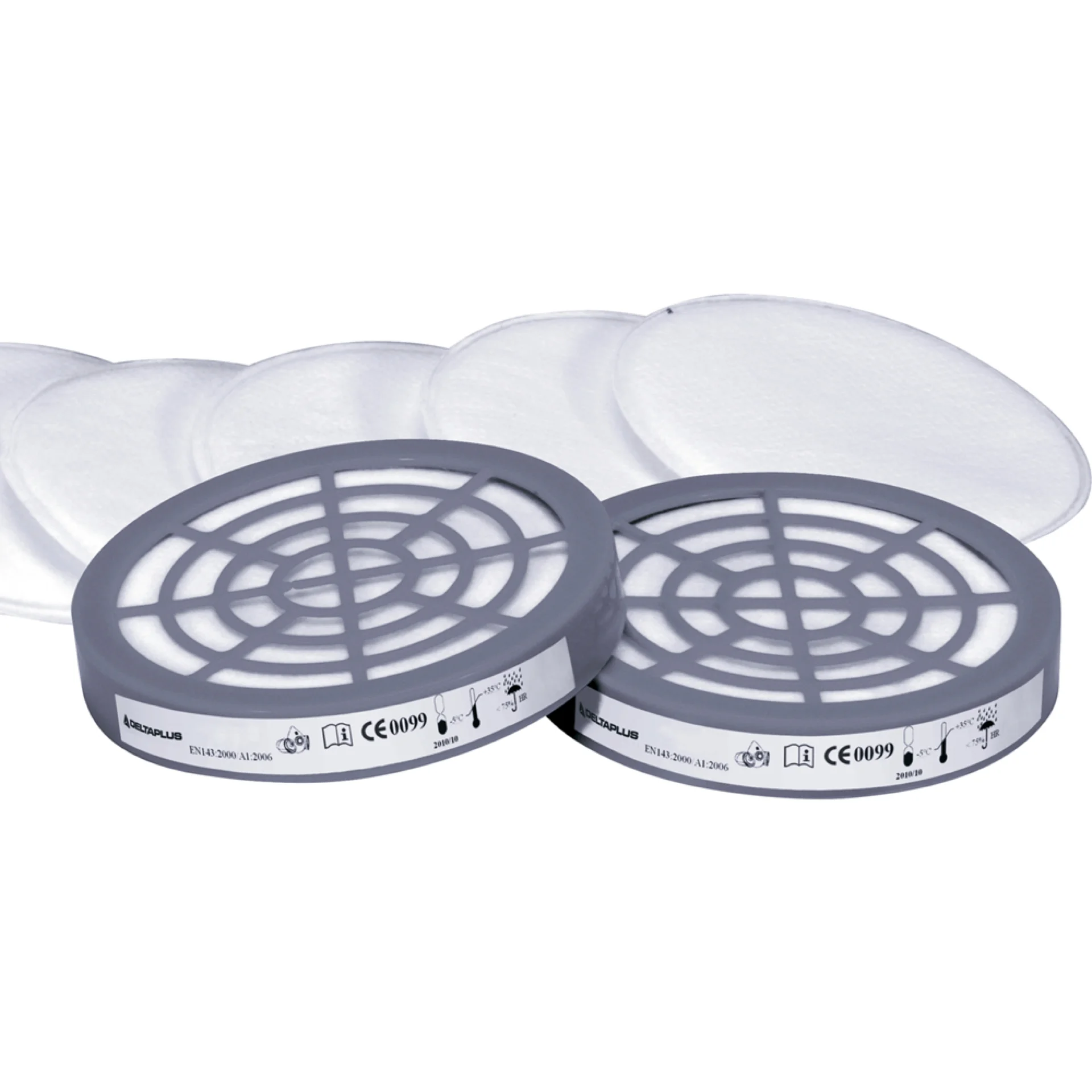 SET VAN 2 VOORZETFILTERS P2 VOOR HALFGELAATSMASKERS M6200 EN M6400 REF:M6CA20000000011 DELTA PLUS