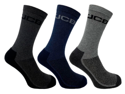 JCB 3PACK EVERYDAY WORK SOCK - ASSORTED - MAAT:39/43 3 PAAR REF:JCBX138A JCB