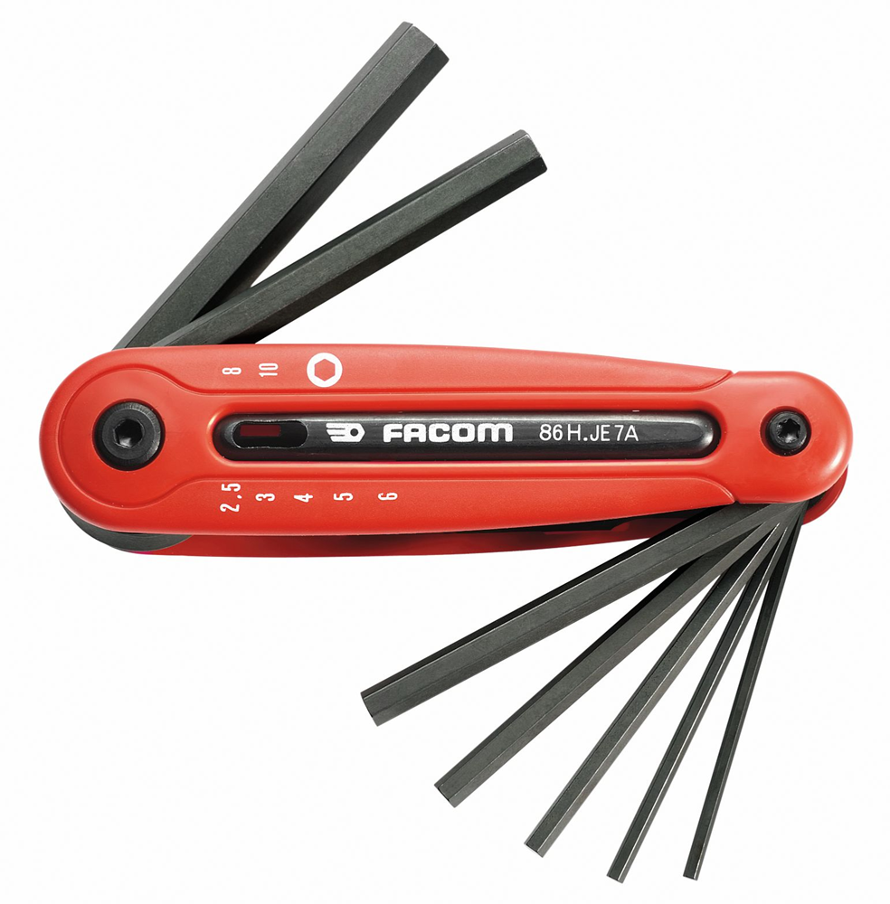 86A INBUSSLEUTELS 6-KANT, IN BEUGEL, METRISCHE MATEN 2,5-10MM REF:86H.JE7A FACOM