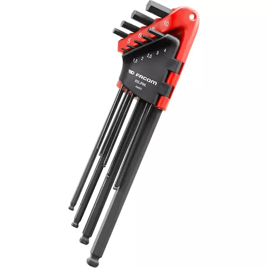 SET VAN 9 EXTRA LANGE INBUSSLEUTELS MET RONDE KOP REF:83S.JP9AL FACOM