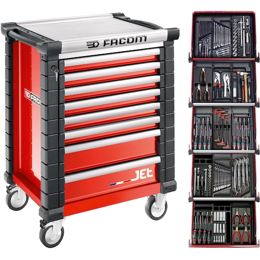 FACOM PB GEREEDSCHAPSWAGEN 8 LADEN M3. MET 5 GEVULDE LAD REF:JETCM175BNL