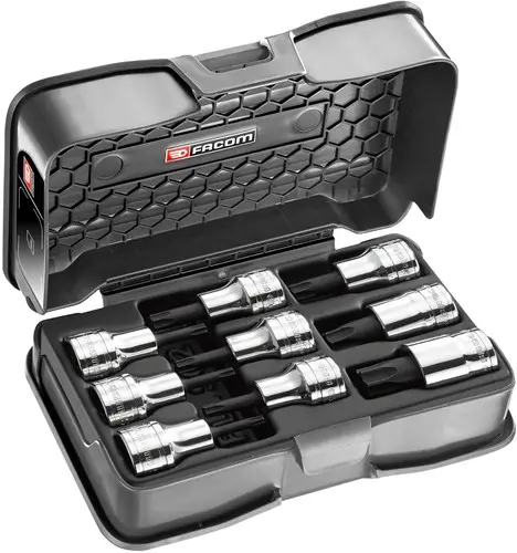 SET 9 SCHROEVENDRAAIERDOPPEN TORX 1/2'' REF:AMEX.3A FACOM