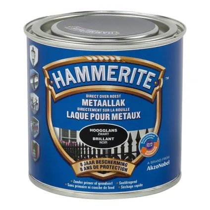 HT HOOGGLANSLAK ZWART 250 ML REF:HT5082238 HAMMERITE