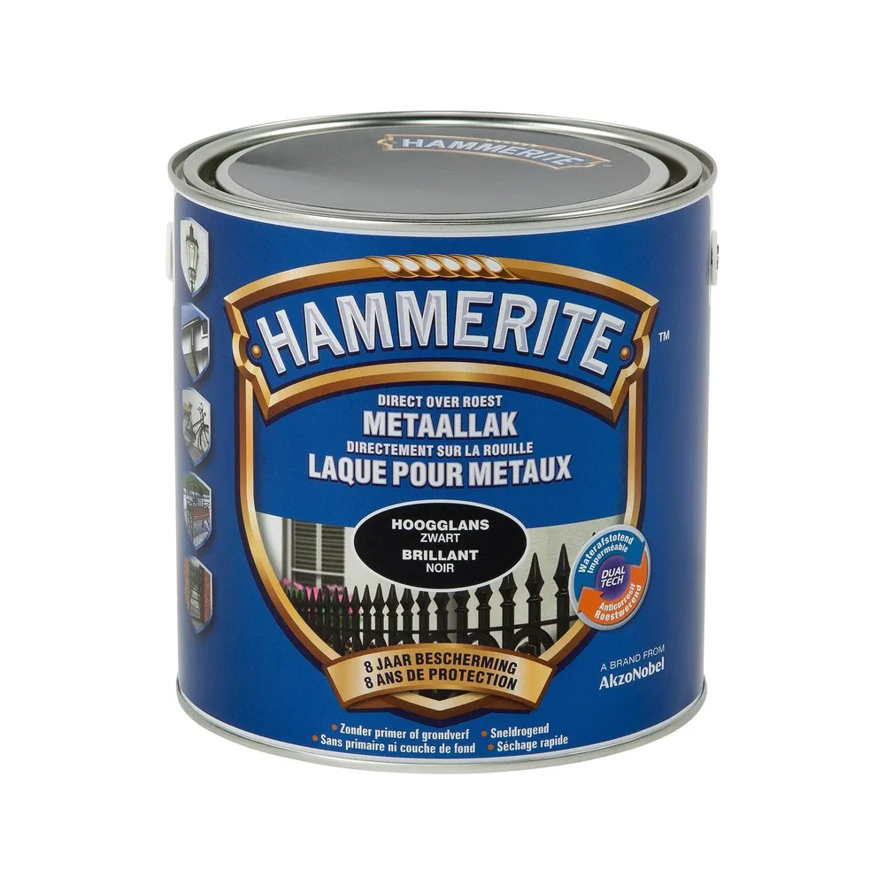 HT HOOGGLANSLAK ZWART 2,5 L REF:HT5082240 HAMMERITE