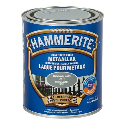 HT METAALLAK HOOGGLANS GRIJS 0,75L REF:HT5195334 HAMMERITE