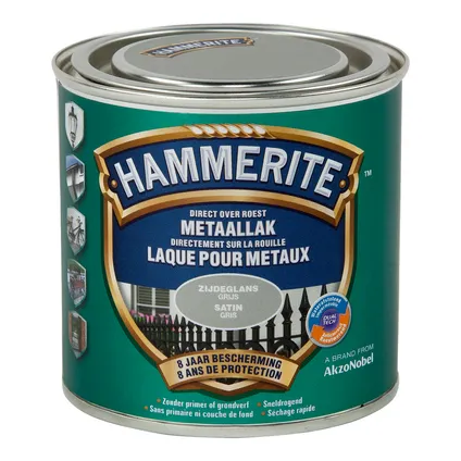 HT SATIJNGLANSLAK GRIJS 250 ML REF:HT5082287 HAMMERITE