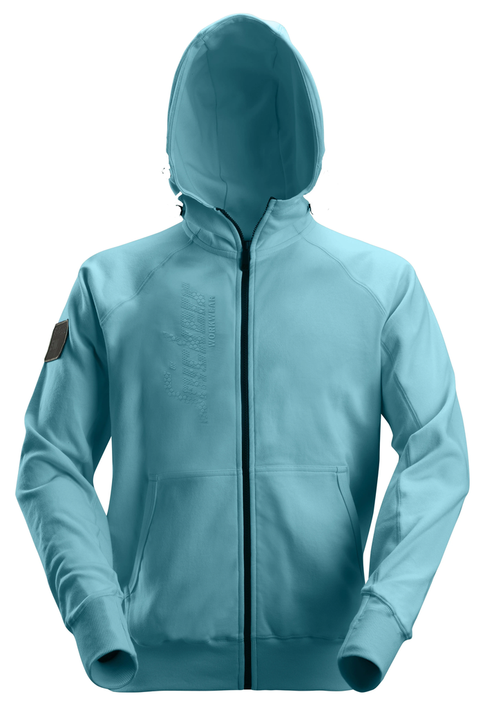 LOGO HOODIE MET RITS 2880 AQUA BLUE MT:S REF:28805700004 SNICKERS WORKWEAR