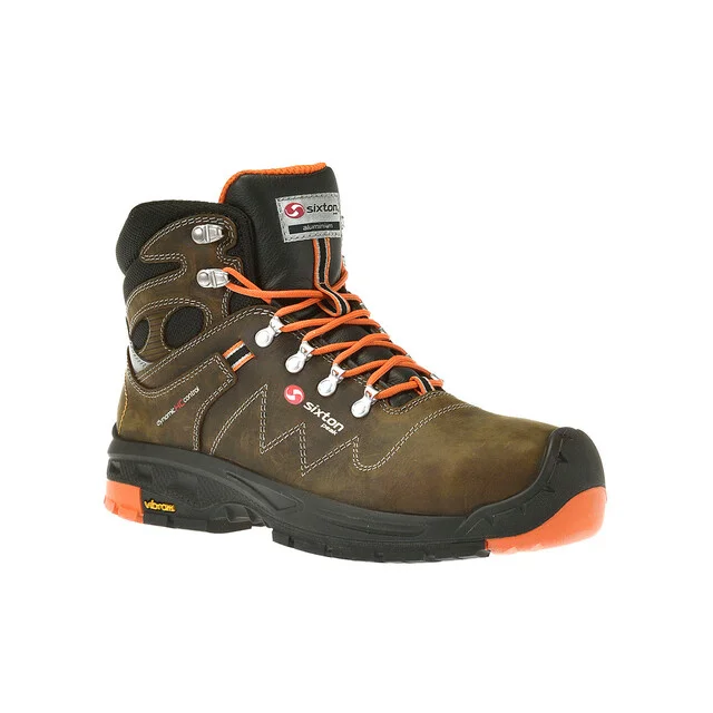 TONALE SCOUT BRUIN/ORANJE, VETER HALF HOOG, S3, VIBRAM 41 REF:30329-02/41 SIXTON