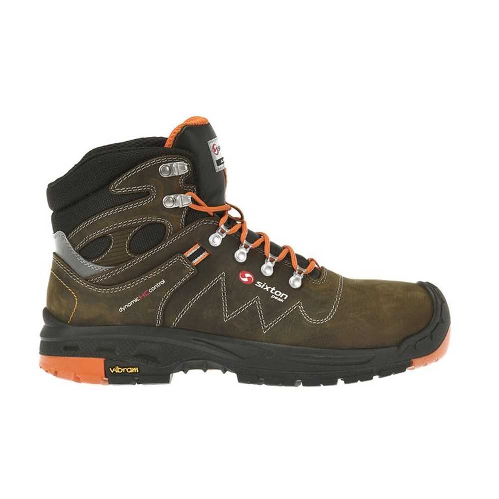 TONALE SCOUT BRUIN/ORANJE, VETER HALF HOOG, S3, VIBRAM 41 REF:30329-02/41 SIXTON
