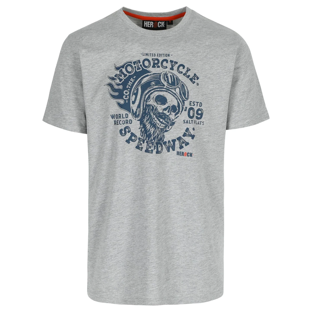 MOTORCYCLE T-SHIRT KORTE MOUWEN MT:XXL LICHT HEATHER GRIJS REF:23MTS2306LHG-XXL HEROCK