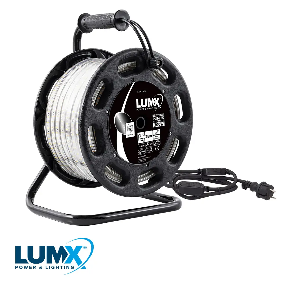 LED LICHTSLANG HIGH POWER DUO OP HASPEL 25M - 2X180LED/M - H=8MM REF:LM 23650 LUMX 