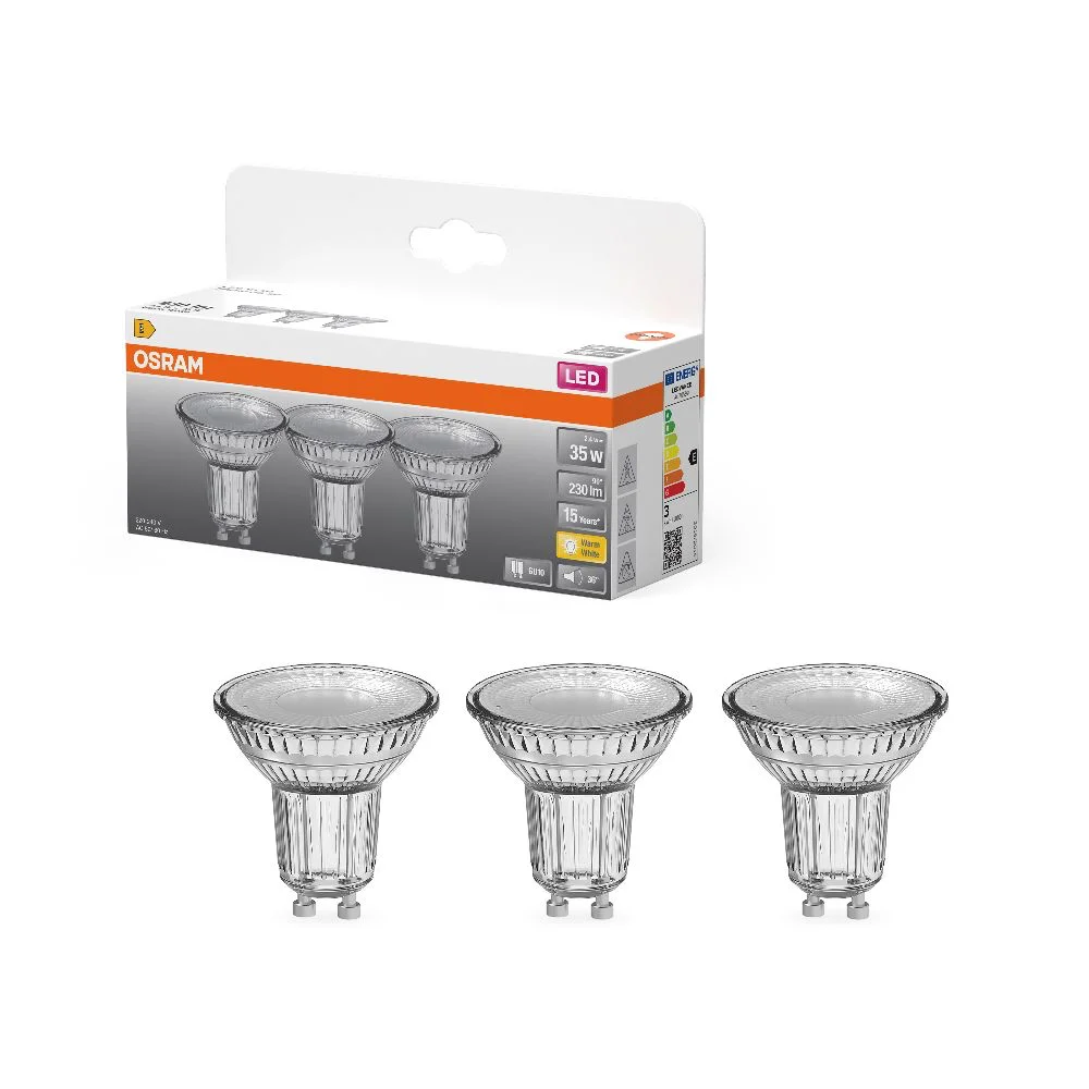LED SPOT GU10 230LM 2.4W WW 3X REF:590445957 OSRAM