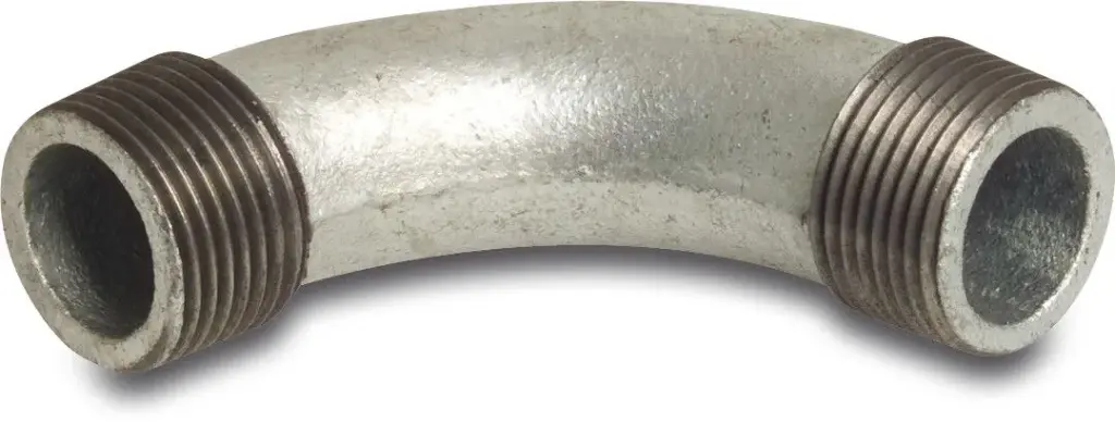 PROFEC NR.3 BOCHT 90° GIETIJZER GEGALVANISEERD 2" BUITENDRAAD 25 BAR DVGW REF:1000309 BOSTA