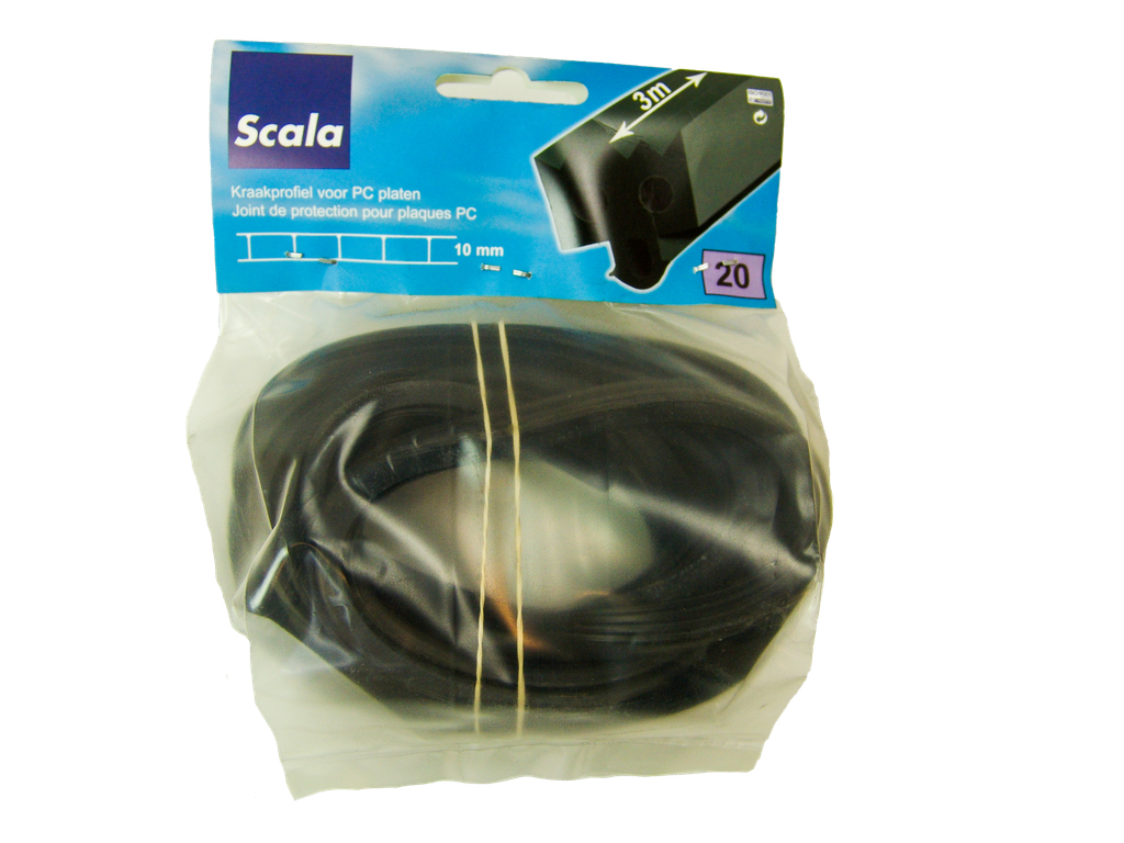 KRAAKPROFIEL VOOR ALU PROFIEL/PC 10MM VVP ZW 10MM REF:7102.6518 SCALA