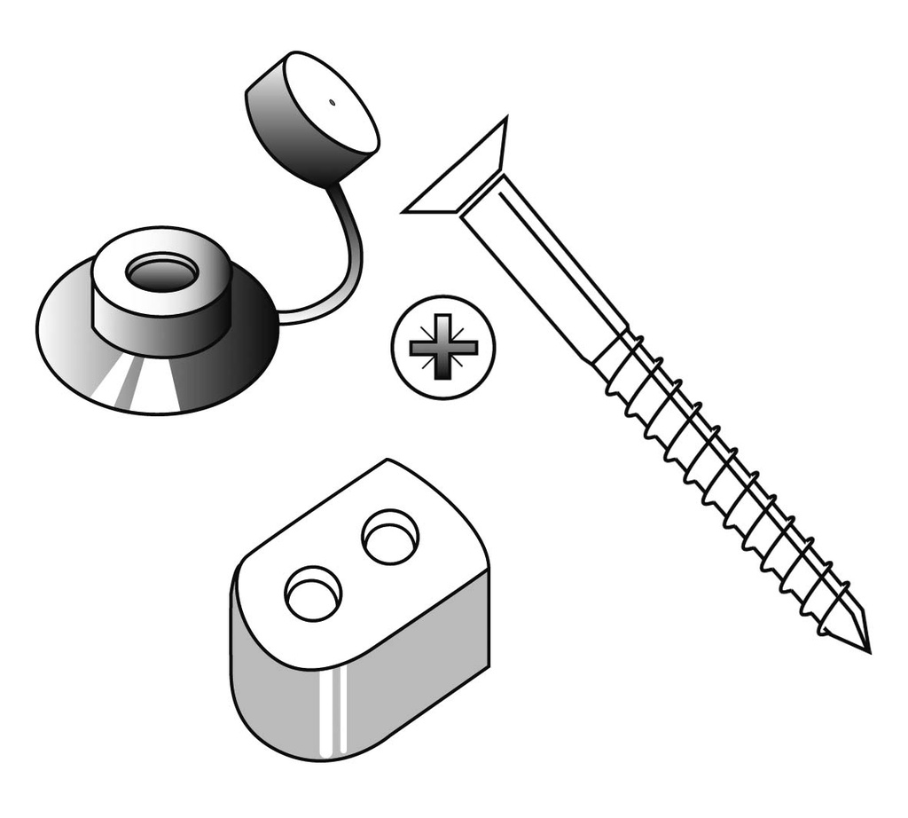 ROZET+KAP+HOUTVIJS EPDM4.5X50MM+STEUNBEUGEL (25ST)