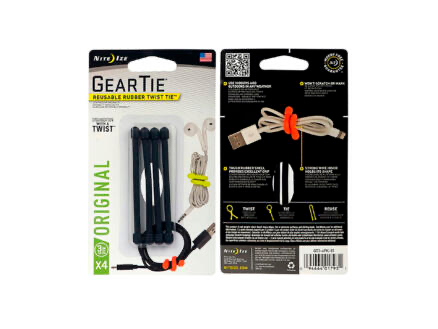 'NITE IZE ''GEAR TIE'' 7.6 CM -- ZWART 4ST WEDI'