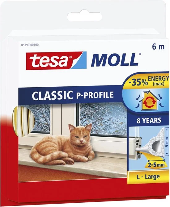 TESA TOCHTSTRIP CLASSIC P PROFIEL WIT 8JR, 6M REF:TES05390-00100-00 TESA CONSUMER