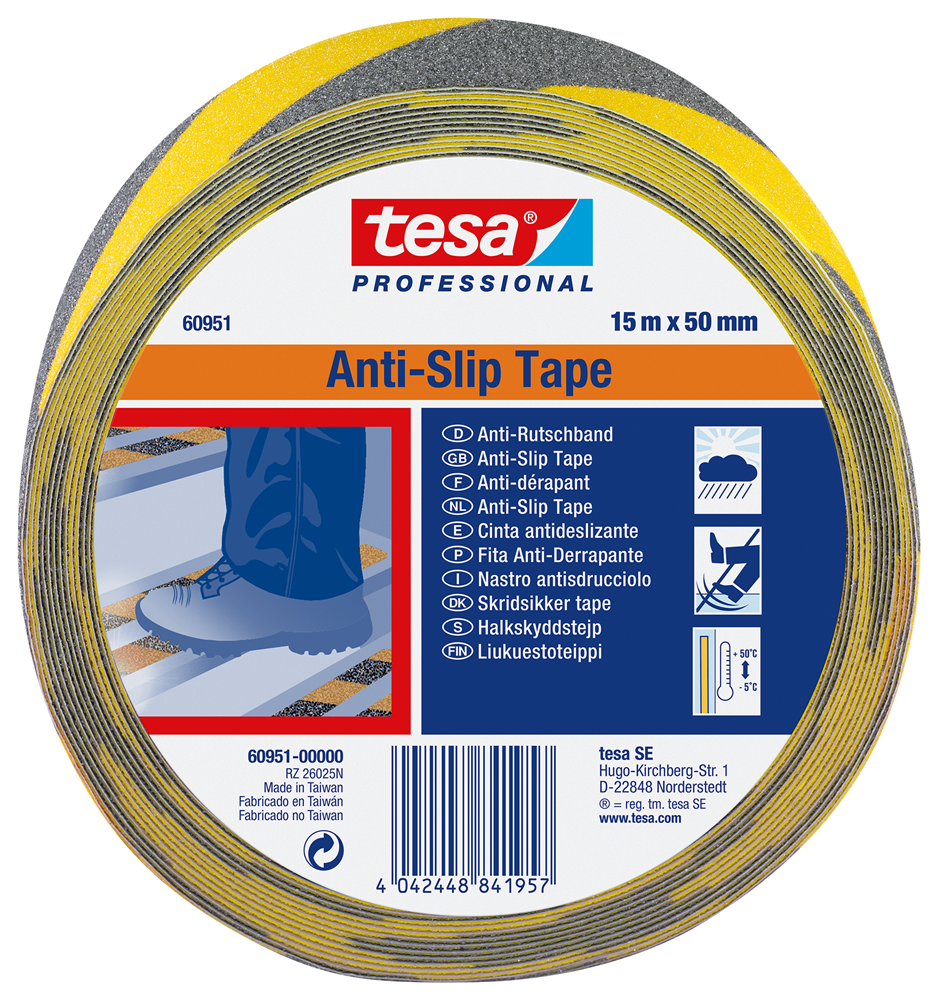 TESA ANTI SLIP TAPE ZWARTGEEL 15MX50MM REF:60951-00000-02 TESA PRO