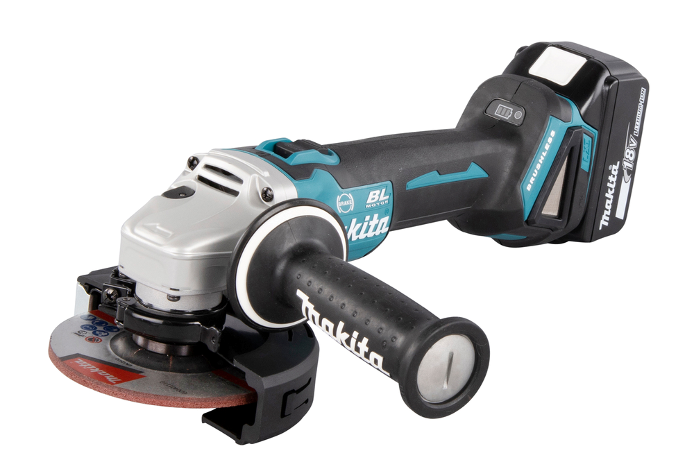 ACCU HAAKSE SLIJPER 125MM LXT 18V MET SCHUIFSCHAKELAAR + 2X BL1850 + 1X DC18RC REF:DGA506RTJ MAKITA