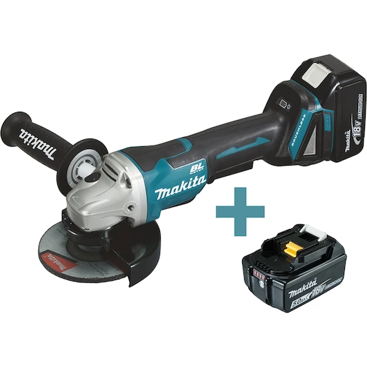 ACCU HAAKSE SLIJPER 125MM LXT 18V + 2X BL1850 + 1X DC18RC + MAKPAC  REF:DGA508RTJ MAKITA