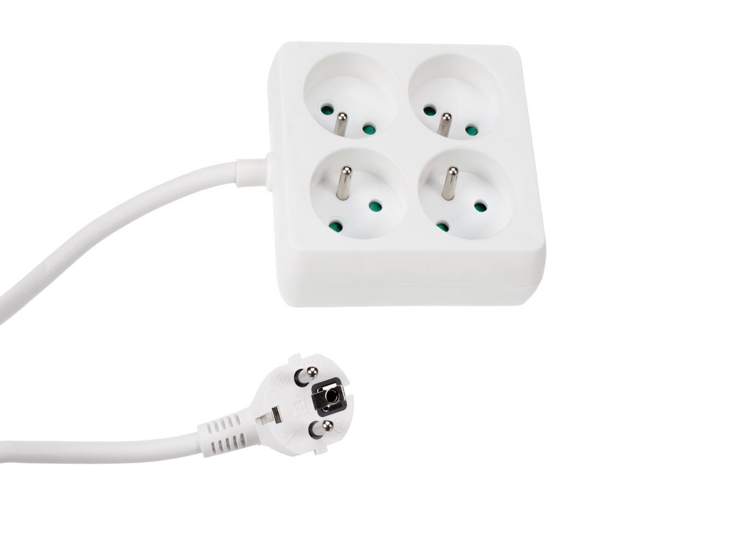 4-VOUDIGE STEKKERDOOS VIERKANT EB22  PEREL