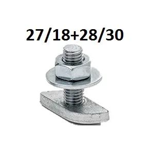 RAILBOUT VOOR RAIL 27X18/28X30 M8X20 VERZINKT 25ST REF:IWVSRWT-02708020-025